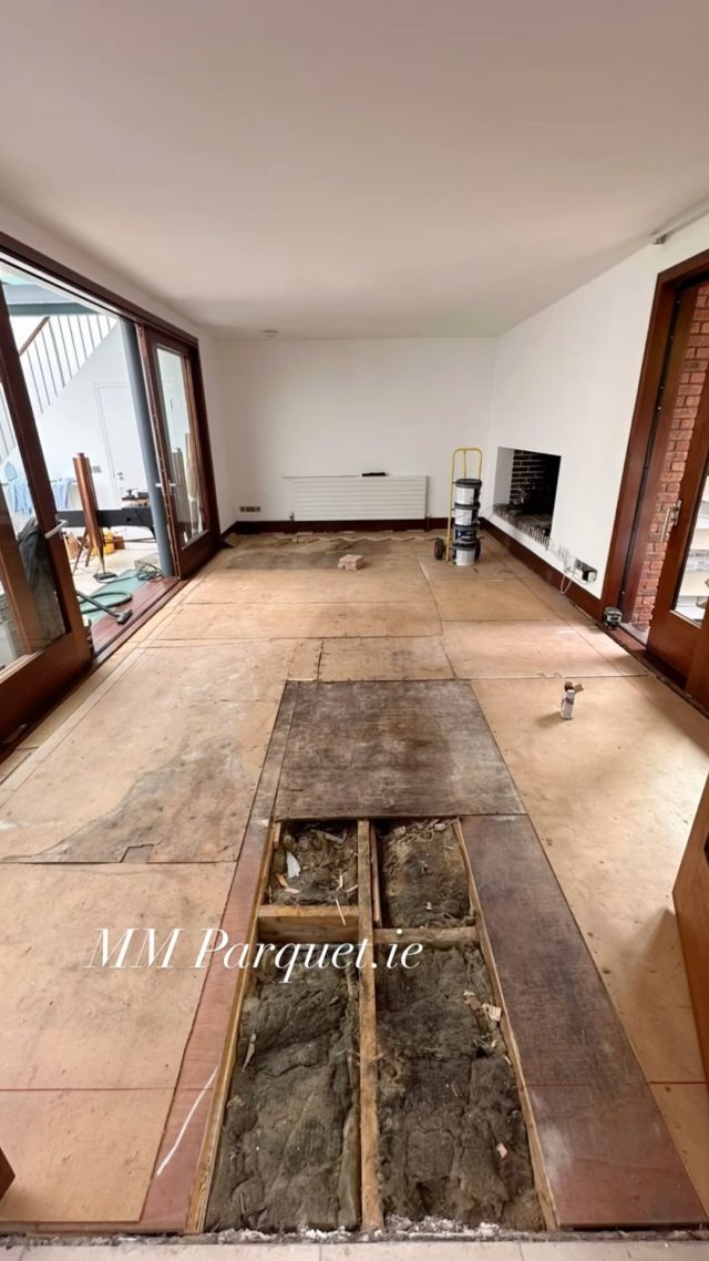 This project there was small issues of rot in joist and plywood from leaks that had happened in the past . All sub floors were check and replaced where needed and a new stunning solid parquet flooring was installed #tumbledparquetflooring #parquetfloors #parquetflooringdublin #parquetflooringwexford #parquetflooringkilkenny #solidparquetflooring #parquetflooring #parquetflooringkildare